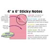 Better Office Products Lined Sticky Notes, 4in.x6in. 300 Shts 50/Pad, Self Stick Notes with Lines, Pastel Colors, 6PK 66462